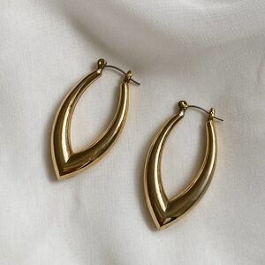 VTG Gold V Shape Hoop Earrings